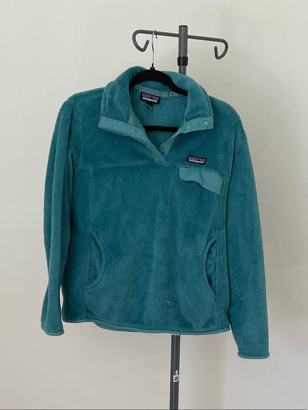 Patagonia Teal Fleece Pullover Snap-T